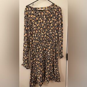 Floral Black and Yellow Women's Dress Maternity Friendly